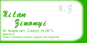 milan zimonyi business card